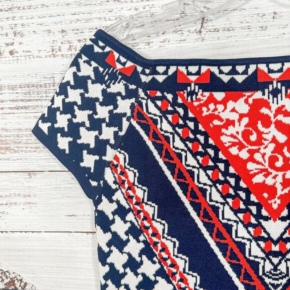 Jealous Tomato Navy, Red and White Contemporary Knit Sweater Crop, EUC, Medium - Picture 5 of 9